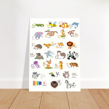 Lade das Bild in den Galerie-Viewer, ABC Poster Tieralphabet Buchstabenposter/ Geschenk zur Einschulung/ Kinderzimmer Deko - Druck/ Illustration/ Wandkunst - nur Druck - printylife.de