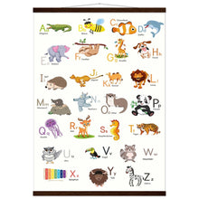 Lade das Bild in den Galerie-Viewer, ABC Poster Tieralphabet Buchstabenposter/ Geschenk zur Einschulung/ Kinderzimmer Deko - Druck/ Illustration/ Wandkunst - mit Holzleiste - printylife.de