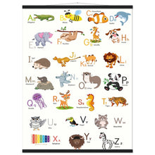 Lade das Bild in den Galerie-Viewer, ABC Poster Tieralphabet Buchstabenposter/ Geschenk zur Einschulung/ Kinderzimmer Deko - Druck/ Illustration/ Wandkunst - mit Holzleiste - printylife.de