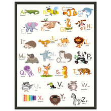 Lade das Bild in den Galerie-Viewer, ABC Poster Tieralphabet Buchstabenposter/ Geschenk zur Einschulung/ Kinderzimmer Deko - Druck/ Illustration/ Wandkunst - mit Metallrahmen - printylife.de