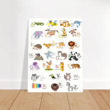 Lade das Bild in den Galerie-Viewer, ABC Poster Tieralphabet Buchstabenposter/ Geschenk zur Einschulung/ Kinderzimmer Deko - Druck/ Illustration/ Wandkunst - nur Druck - printylife.de