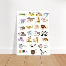 Lade das Bild in den Galerie-Viewer, ABC Poster Tieralphabet Buchstabenposter/ Geschenk zur Einschulung/ Kinderzimmer Deko - Druck/ Illustration/ Wandkunst - nur Druck - printylife.de