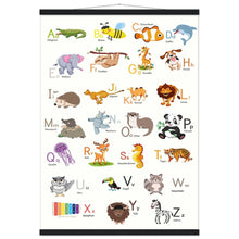 Lade das Bild in den Galerie-Viewer, ABC Poster Tieralphabet Buchstabenposter/ Geschenk zur Einschulung/ Kinderzimmer Deko - Druck/ Illustration/ Wandkunst - mit Holzleiste - printylife.de