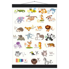 Lade das Bild in den Galerie-Viewer, ABC Poster Tieralphabet Buchstabenposter/ Geschenk zur Einschulung/ Kinderzimmer Deko - Druck/ Illustration/ Wandkunst - mit Holzleiste - printylife.de