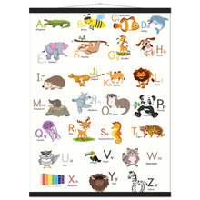 Lade das Bild in den Galerie-Viewer, ABC Poster Tieralphabet Buchstabenposter/ Geschenk zur Einschulung/ Kinderzimmer Deko - Druck/ Illustration/ Wandkunst - mit Holzleiste - printylife.de