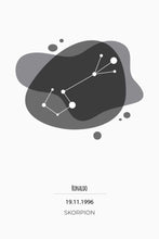 Lade das Bild in den Galerie-Viewer, Sternzeichen - Skorpion (Schwarz-Weiß) - printylife.de
