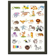 Lade das Bild in den Galerie-Viewer, ABC Poster Tieralphabet Buchstabenposter/ Geschenk zur Einschulung/ Kinderzimmer Deko - Druck/ Illustration/ Wandkunst - mit Metallrahmen - printylife.de
