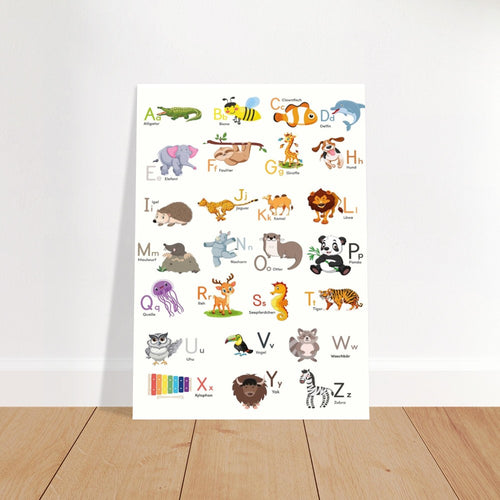 ABC Poster Tieralphabet Buchstabenposter/ Geschenk zur Einschulung/ Kinderzimmer Deko - Druck/ Illustration/ Wandkunst - nur Druck - printylife.de